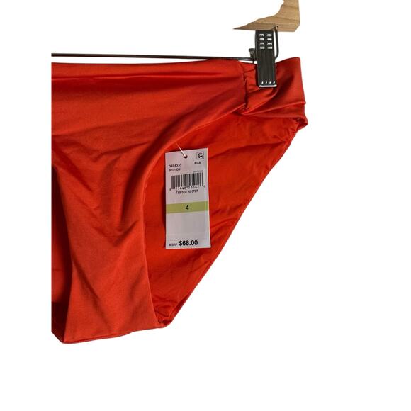 Trina Turk Tab Side Flame Red Orange Hipster Bikini Swimsuit Bottoms Size 4 - Picture 4 of 7